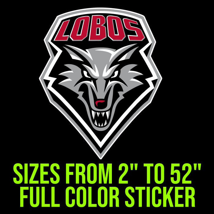 New Mexico Lobos Full Color Vinyl Decal - Custom Size