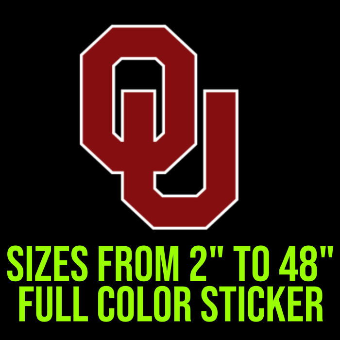 Oklahoma Sooners Full Color Vinyl Decal - Custom Size
