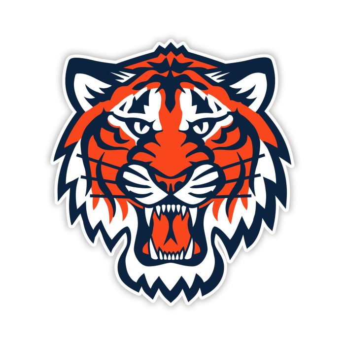 Detroit Tigers - Tiger Head - Full Color Vinyl Sticker - Custom Size
