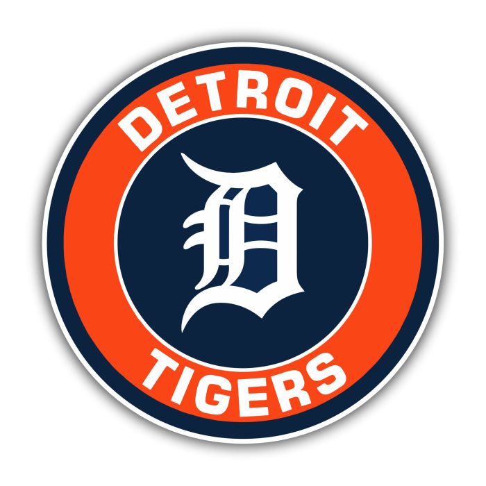 Detroit Tigers - Orange And Blue Circle - Full Color Vinyl Sticker - Custom Size