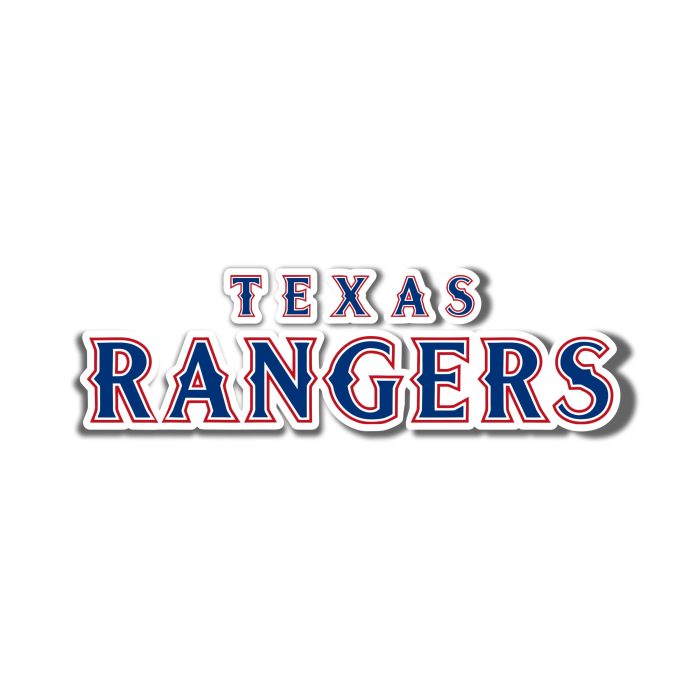 Texas Rangers - Outlined Name - Full Color Vinyl Sticker - Custom Size
