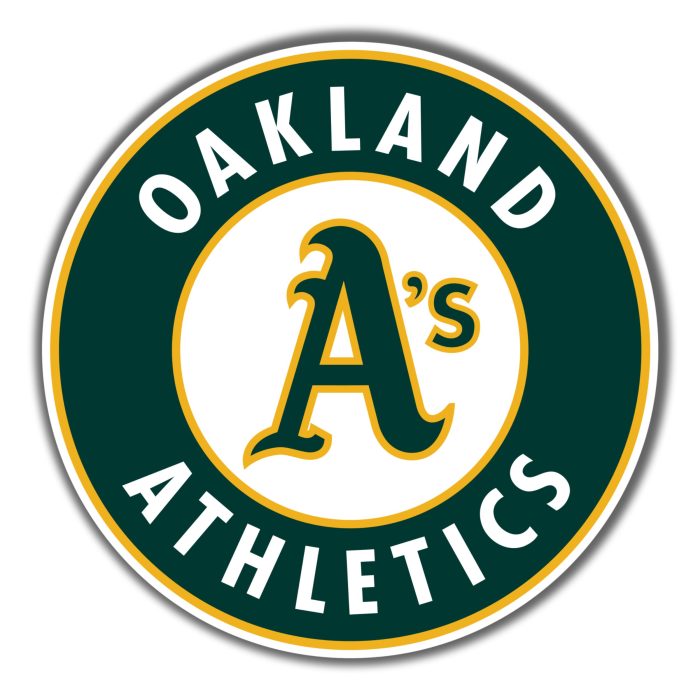 Oakland Athletics - Green Circle With Name - Full Color Vinyl Sticker - Custom Size