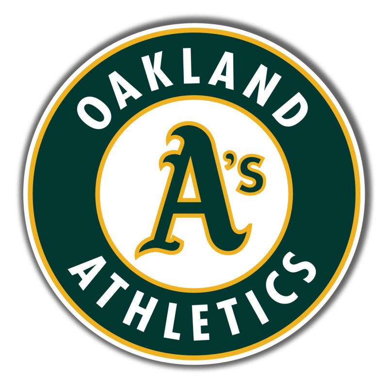 Oakland Athletics - Green Circle With Name - Full Color Vinyl Sticker - Custom Size
