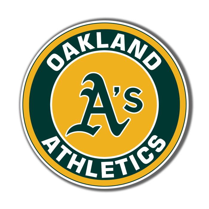 Oakland Athletics - Yellow And Green Circle - Full Color Vinyl Sticker - Custom Size