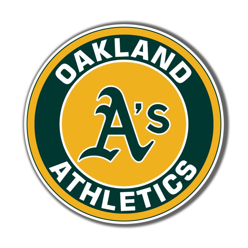 Oakland Athletics - Yellow And Green Circle - Full Color Vinyl Sticker - Custom Size