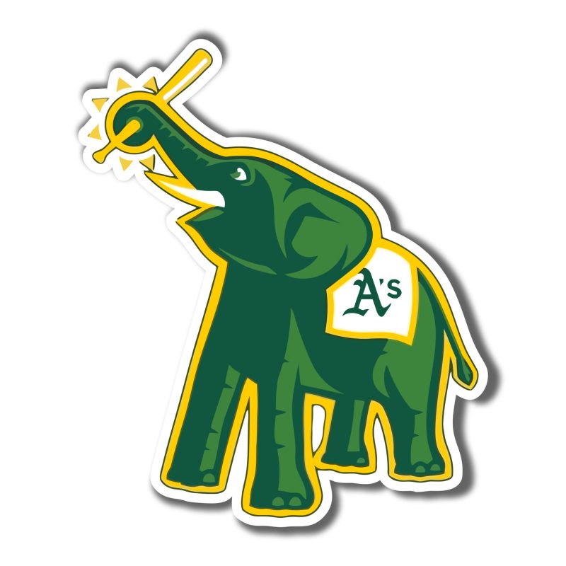 Oakland Athletics - Elephant With Baseball Bat - Full Color Vinyl Sticker - Custom Size