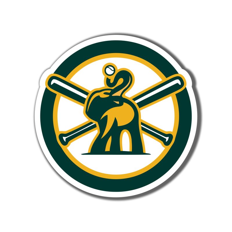 Oakland Athletics - Circle With Elephant - Full Color Vinyl Sticker - Custom Size