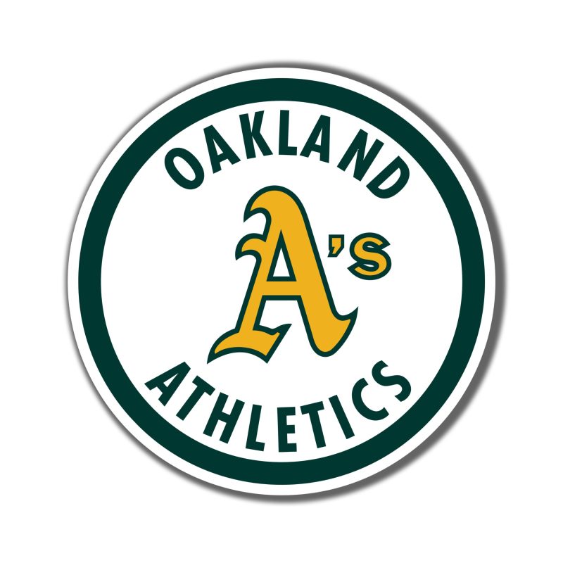 Oakland Athletics - White Circle With Name - Full Color Vinyl Sticker - Custom Size