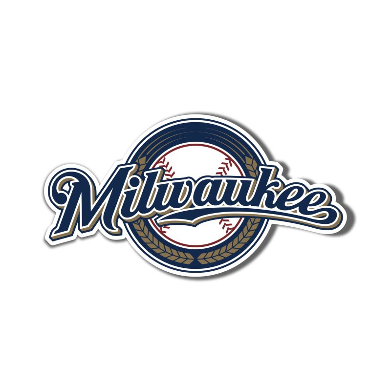 Milwaukee Brewers - Circle With Milwaukee - Full Color Vinyl Sticker - Custom Size