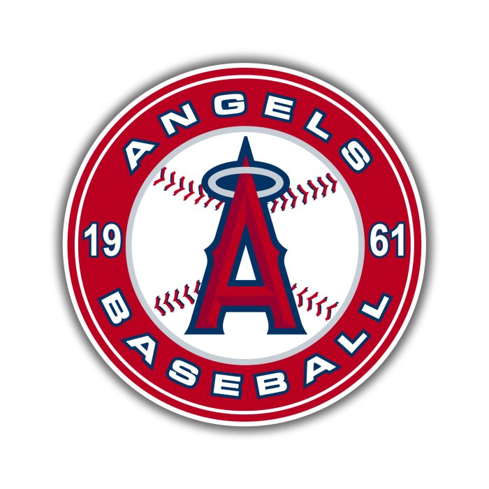 Los Angeles Angels - Red Circle With 1961 - Full Color Vinyl Sticker - Custom Size