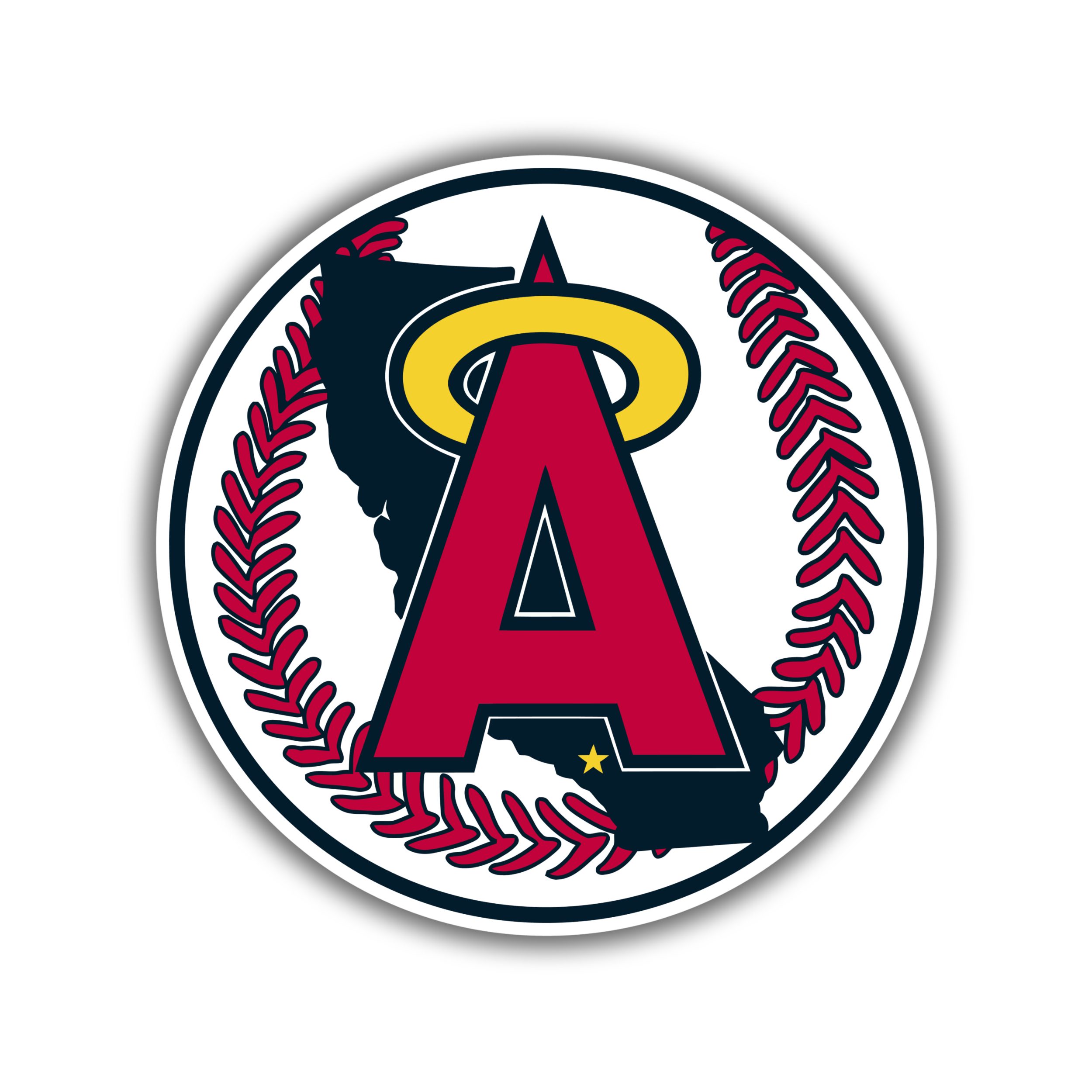 Los Angeles Angels - Baseball Old School - Full Color Vinyl Sticker - Custom Size