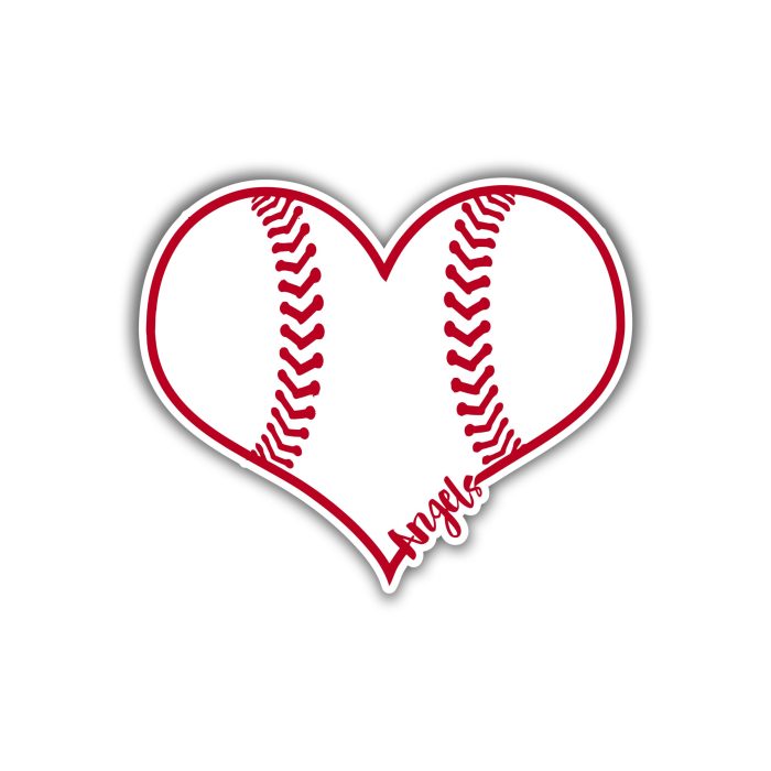 Los Angeles Angels - Heart - Full Color Vinyl Sticker - Custom Size