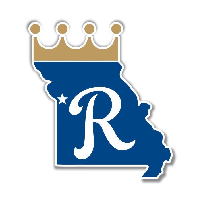 Kansas City Royals - State With R - Full Color Vinyl Sticker - Custom Size