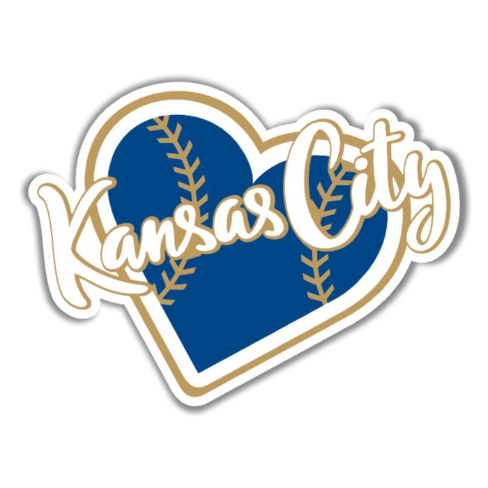 Kansas City Royals - Heart - Full Color Vinyl Sticker - Custom Size