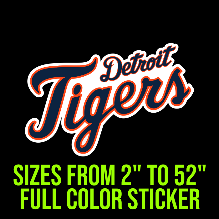 Detroit Tigers - Name - Full Color Vinyl Sticker - Custom Size
