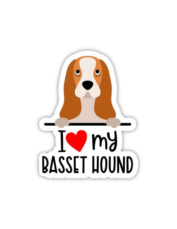 I Love My Basset Hound - Dog Full Color Vinyl Decal