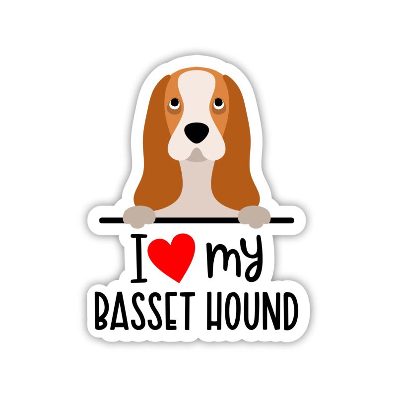 I Love My Basset Hound - Dog Full Color Vinyl Decal