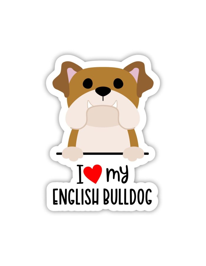 I Love My English Bulldog - Dog Full Color Vinyl Decal