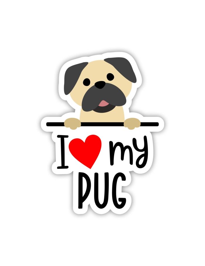 I Love My Pug - Dog Full Color Vinyl Decal