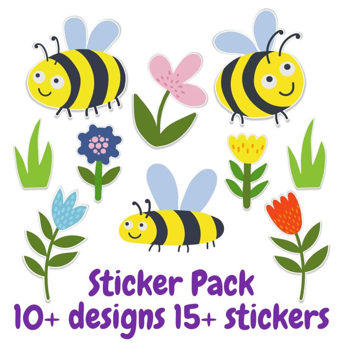 Bees and Flowers Sticker Pack available- Custom Size