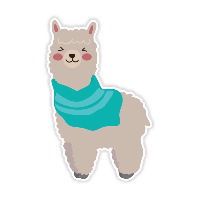 Llama Full Color Vinyl Decal - Custom Size
