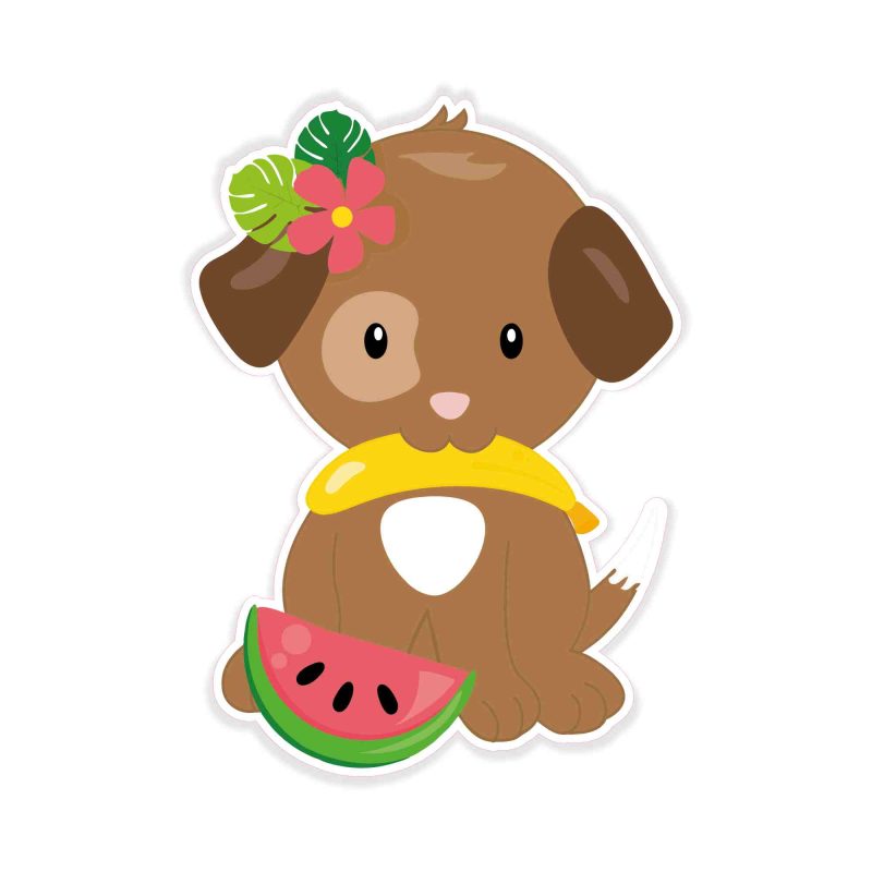 Dog with Watermelon - Full Color Vinyl Decal