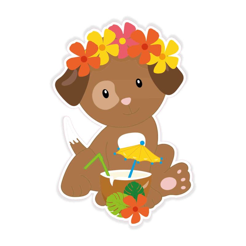 Dog With Coconut - Full Color Vinyl Decal