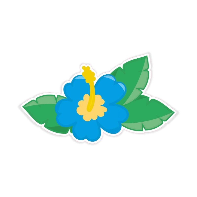 Blue Flower Full Color Vinyl Decal - Custom Size