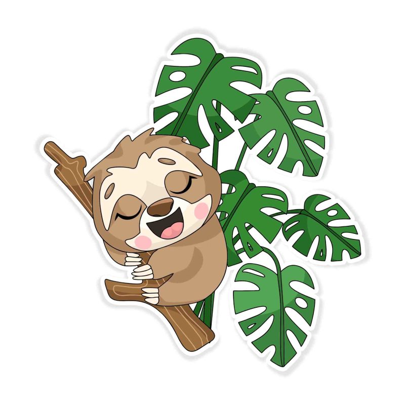 Baby Sloth Full Color Vinyl Decal - Custom Size