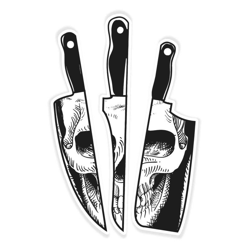 Knife with Skull - Full Color Vinyl Decal - Custom Size