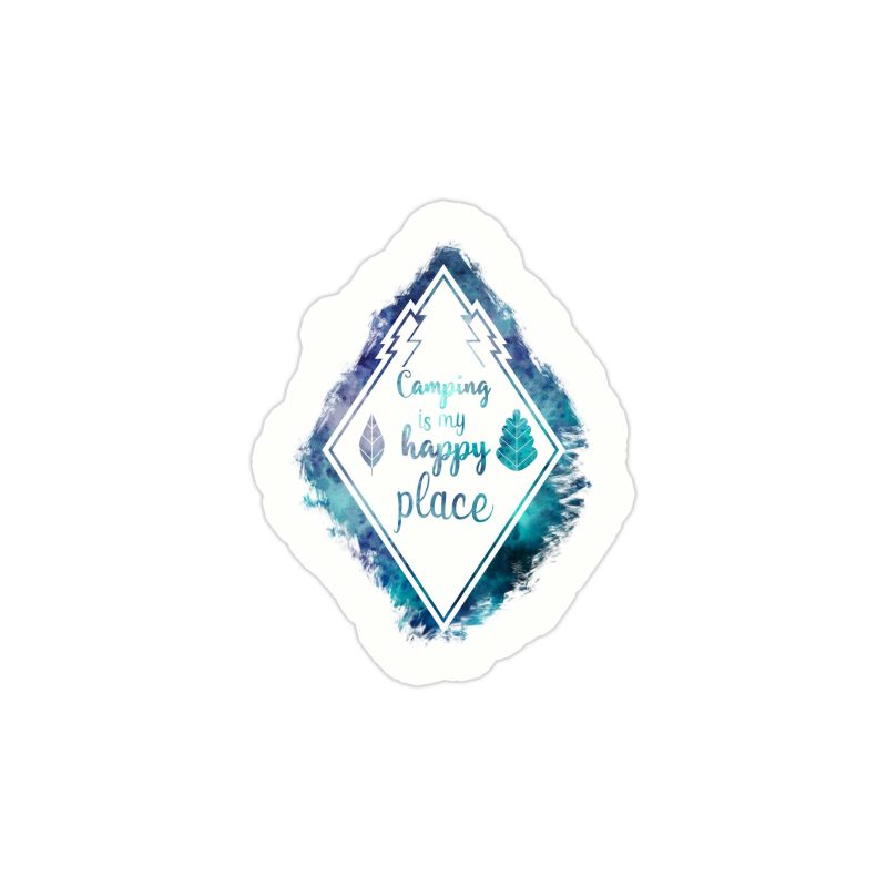 Camping Is My Happy Place Full Color Vinyl Decal - Custom Size