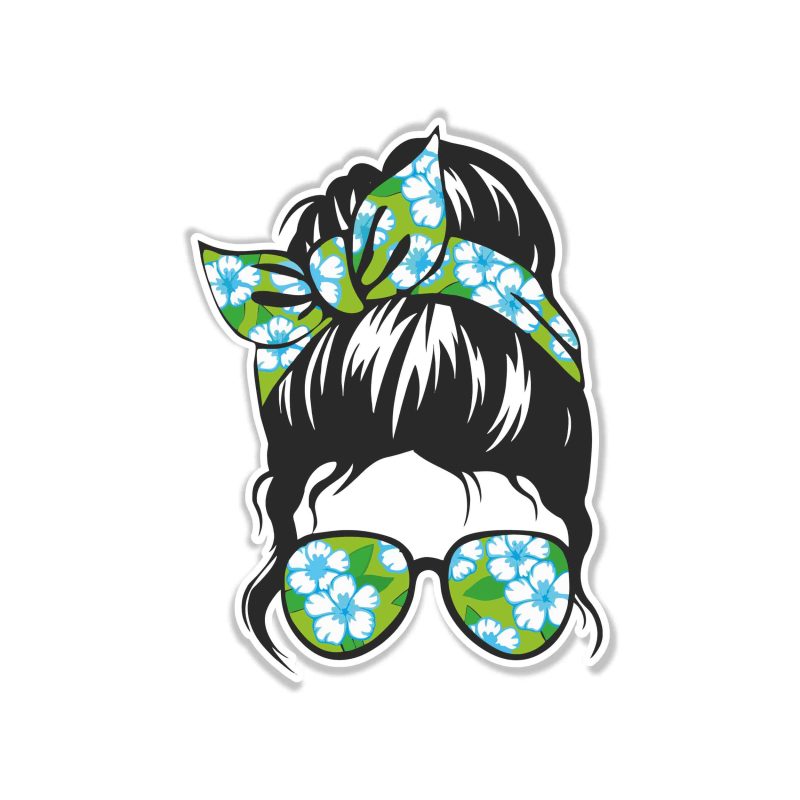 Messy Bun - Full Color Vinyl Decal - Custom Size