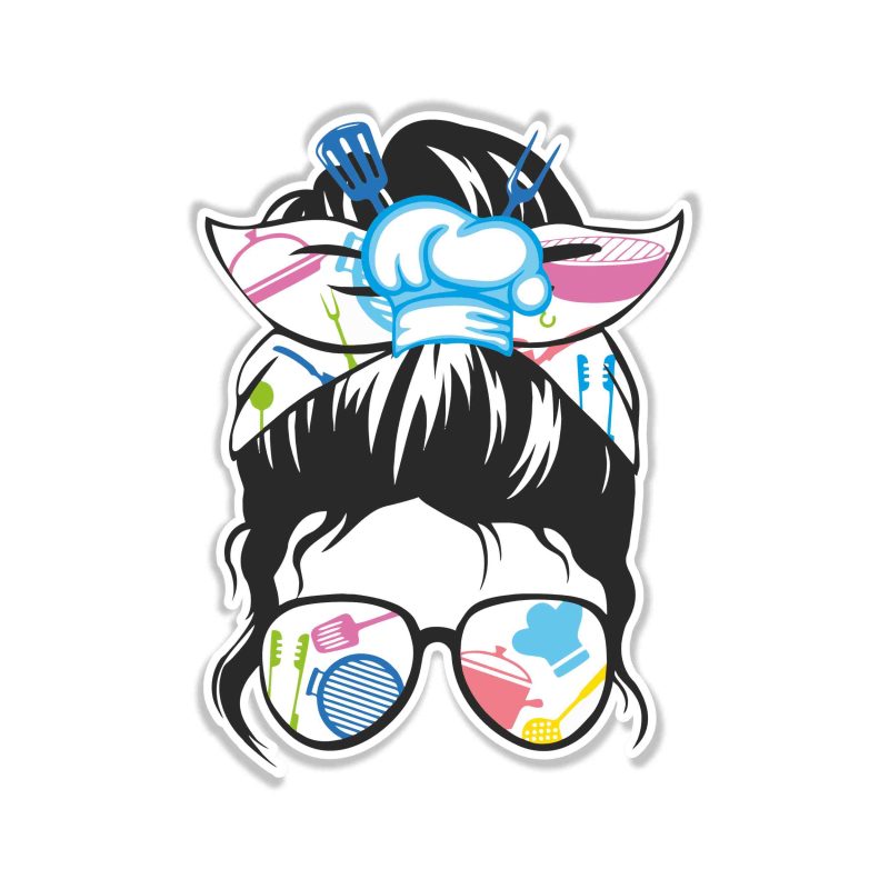 Messy Bun - Full Color Vinyl Decal - Custom Size