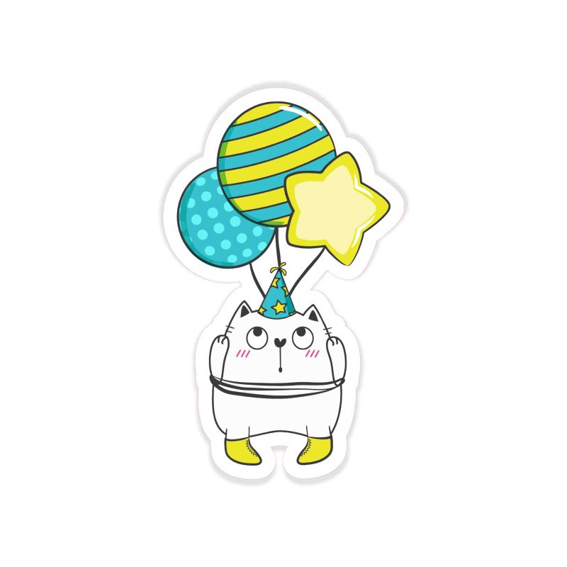 Fat Cat Birthday - Full Color Vinyl Decal - Custom Size