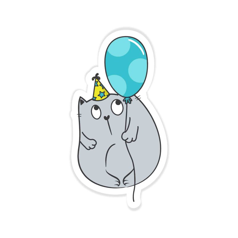 Fat Cat Birthday - Full Color Vinyl Decal - Custom Size