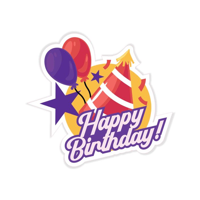 Happy Birthday! - Full Color Vinyl Decal - Custom Size
