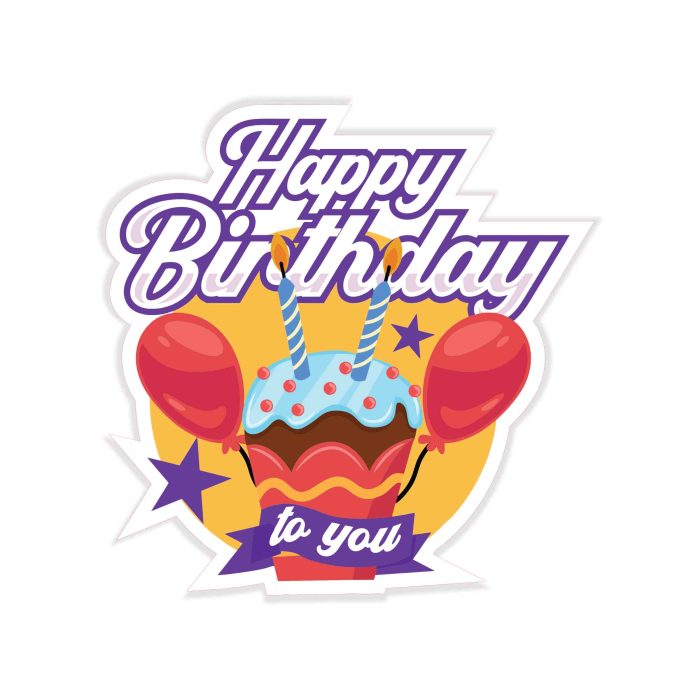 Happy Birthday - Full Color Vinyl Decal - Custom Size