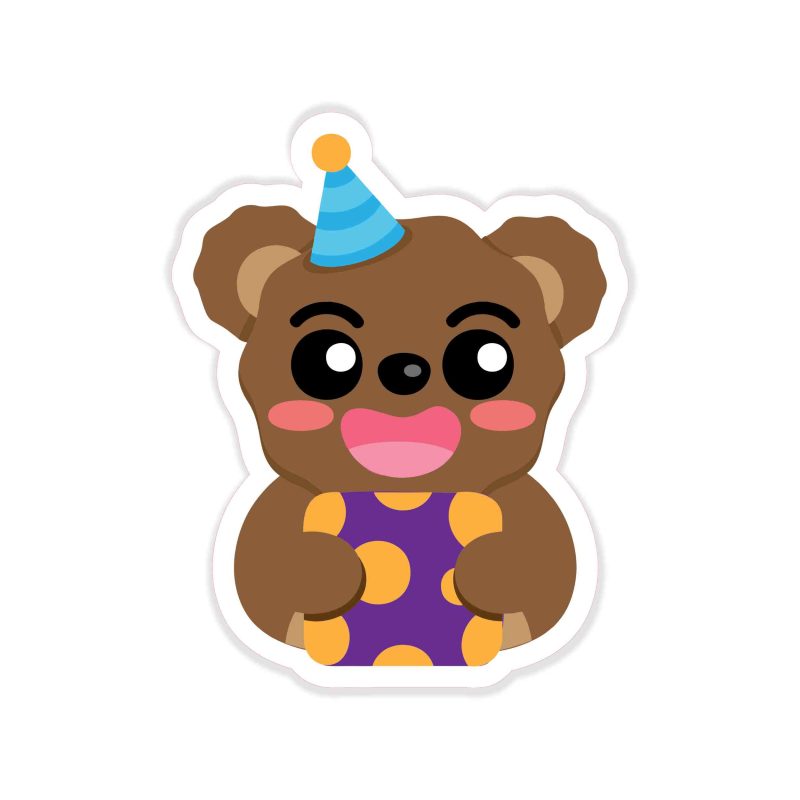 Birthday Bear - Full Color Vinyl Decal - Custom Size