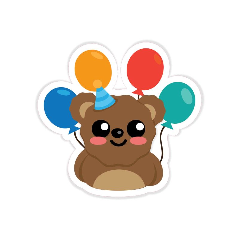 Birthday Bear - Full Color Vinyl Decal - Custom Size