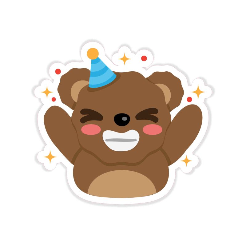 Birthday Bear - Full Color Vinyl Decal - Custom Size