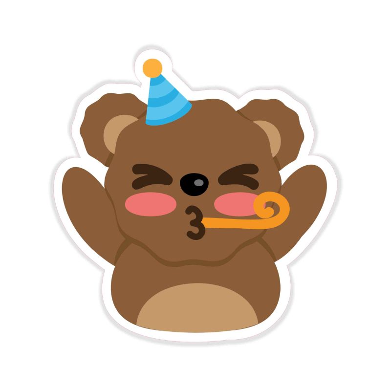 Birthday Bear - Full Color Vinyl Decal - Custom Size