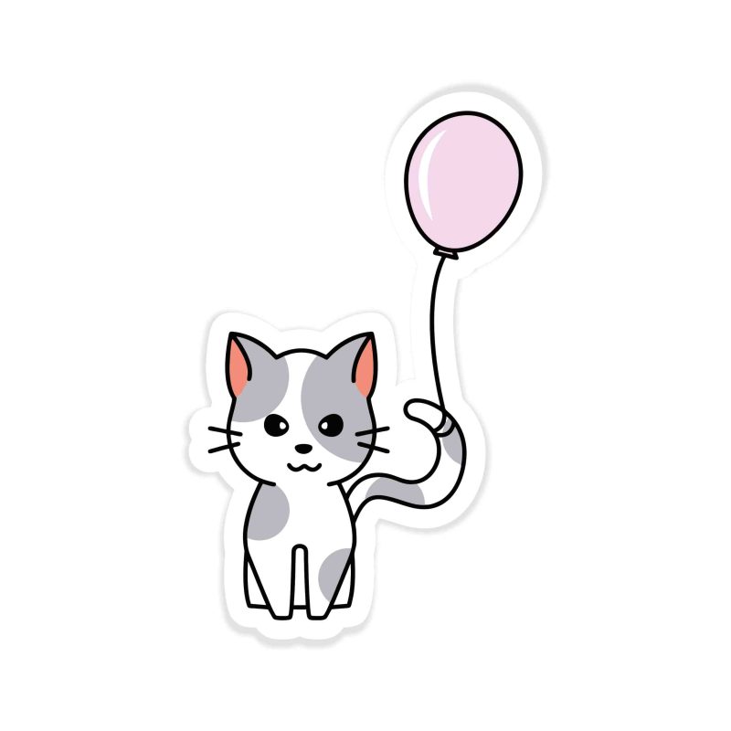 Birthday Cat - Full Color Vinyl Decal - Custom Size