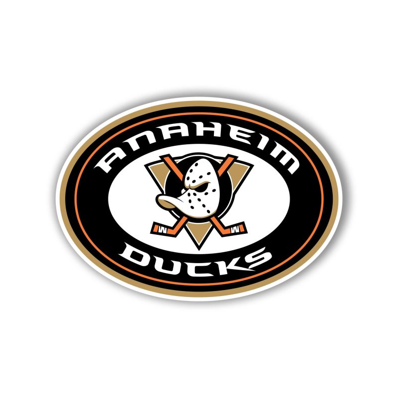 Anaheim Ducks - Oval With Name And Duck - Full Color Vinyl Sticker - Custom Size