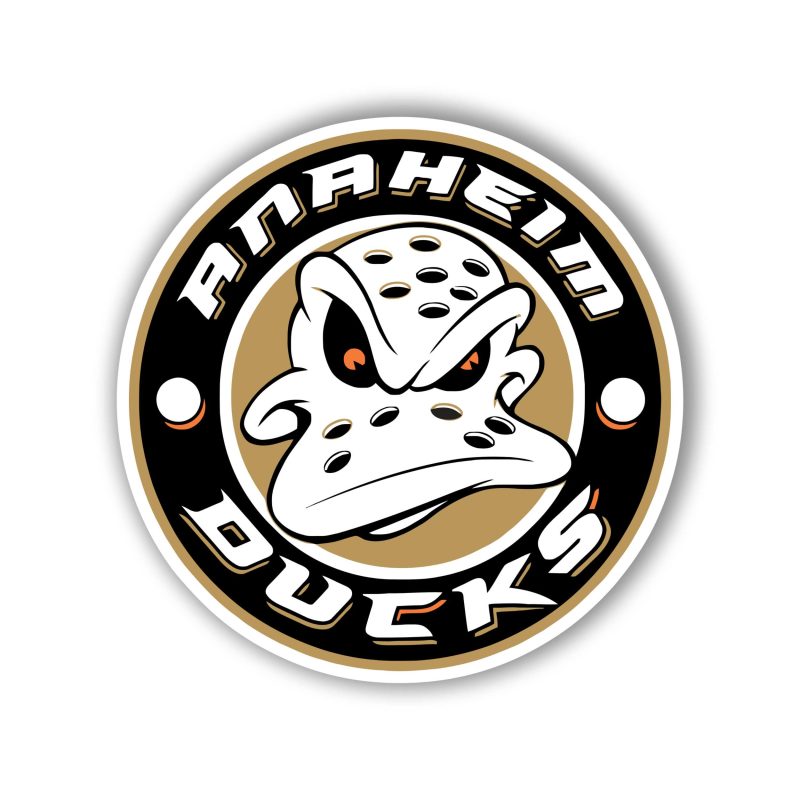Anaheim Ducks - Circle With Name - Full Color Vinyl Sticker - Custom Size
