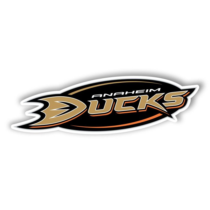 Anaheim Ducks - Name In Oval - Full Color Vinyl Sticker - Custom Size