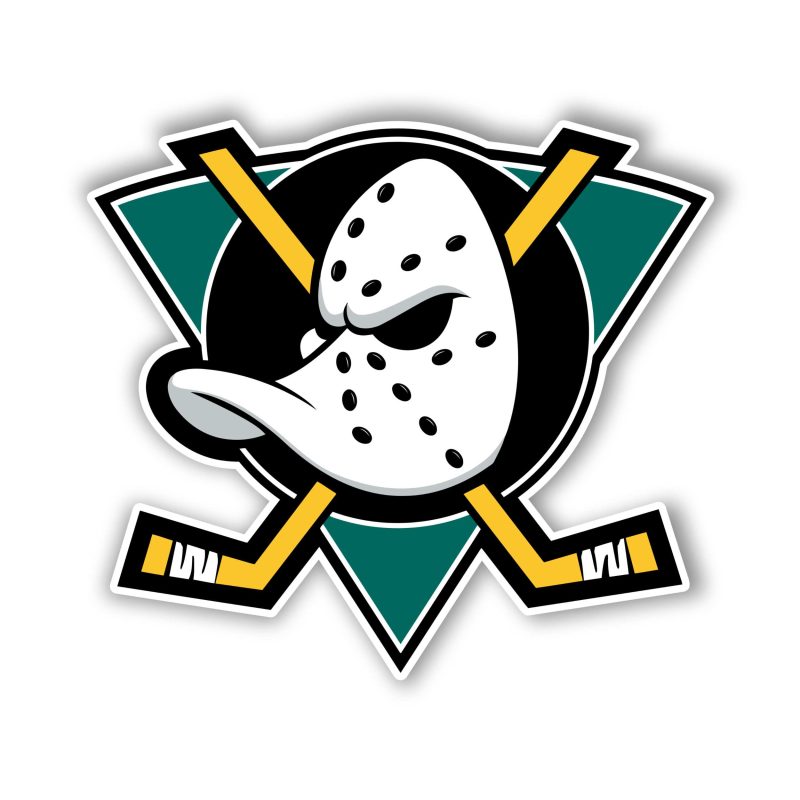 Anaheim Ducks - Ducks With Hockey Sticks - Full Color Vinyl Sticker - Custom Size