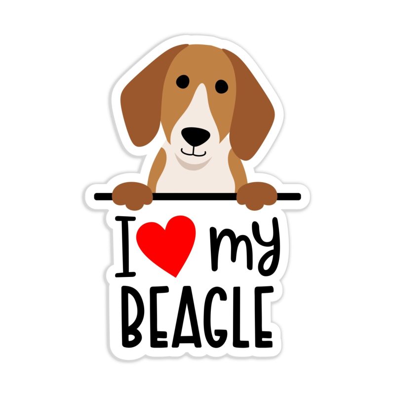 I Love My Beagle - Dog Full Color Vinyl Decal