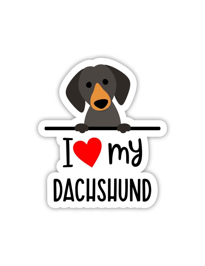 I Love My Dachshund- Dog Full Color Vinyl Decal