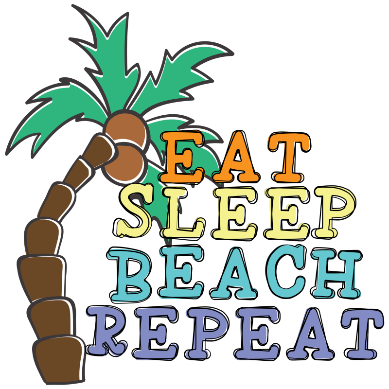 Eat Sleep Beach Repeat Full Color Vinyl Decal