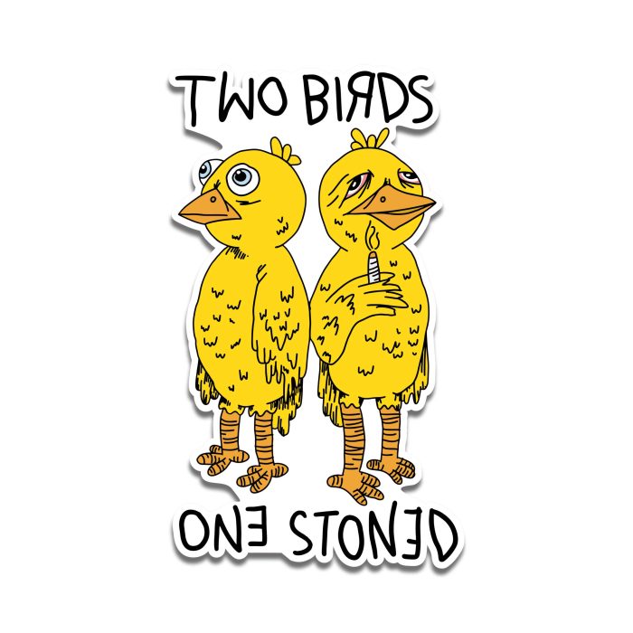 Two Birds One Stoned Full Color Vinyl Decal - Custom Size